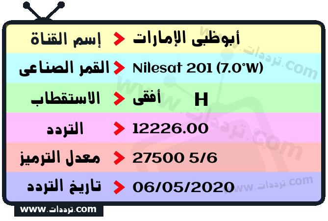 تردد قناة أبوظبي الإمارات على القمر نايل سات 201 7 غرب 2024